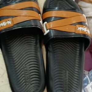 Black And Brown Colour Flip Flops For Men Size 9