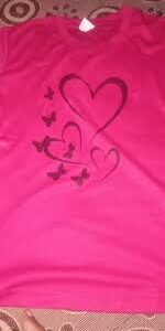 Graphic Print Women Round Neck Pink Tshirt Size L