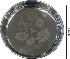 Stainless Steel Plates With Flower Design Set Of 4