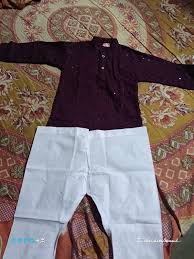 Ethnic Kids Kurta Set Purple Kurta And White Pajama Size 24