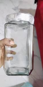 Cube Glass Jar Set For Kitchen Storage 1Kg Airtight Square Shape Containers Transparent Jars For Dal Pulses Grains Pack Of 5