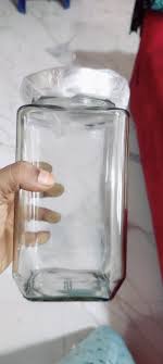 Cube Glass Jar Set For Kitchen Storage 1Kg Airtight Square Shape Containers Transparent Jars For Dal Pulses Grains Pack Of 5