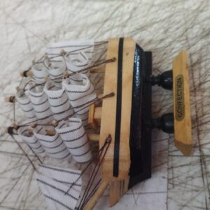 Black Wooden Sailing Ship Showpiece For Home Decoration