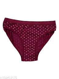 Wine Color Dotted Panty For Women Size L