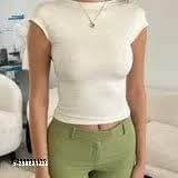 White Backless Half Sleeve Top White Size S