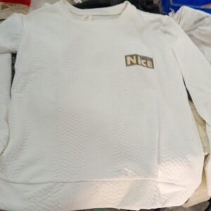 Girls White Ribbed Full Sleeve Top Size S