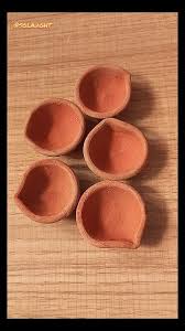 Plain Clay Diya Set Of 5 With Wicks Traditional Mud Clay Diyas For Celebration