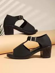 Denill Women Open Toe Closed Back Block Sandals Black Size 37