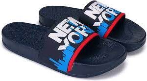 Navy Blue Color Printed Men Slipper Size 4