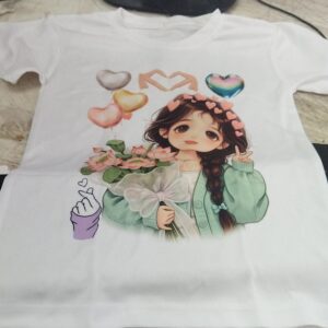 White Color Printed Kids Girls T Shirt Size 3Y