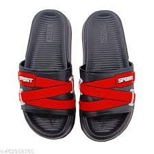 Men Black And Red Slippers Size 6