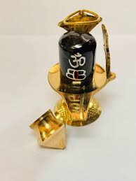 Brass Shivling With A Stand And A Dripping Kalash