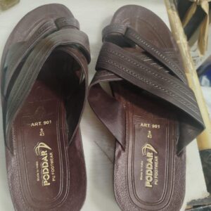 Poddar Brown Colour Leather Slippers For Men Size 9