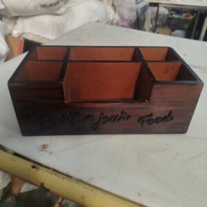 Six Compartment Wooden Cutlery Holder