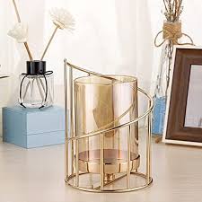 Metal Geometric Candle Holder Golden Colour 1 N