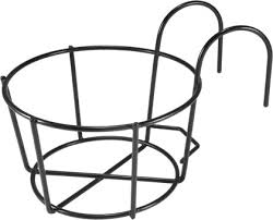 Metal Hanging Railing Round Flower Pot Black 2 N