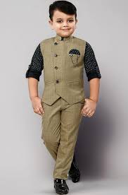 Little Hardy Boys Regular Fit Open Front Suit Olive 1 To 3Yrs