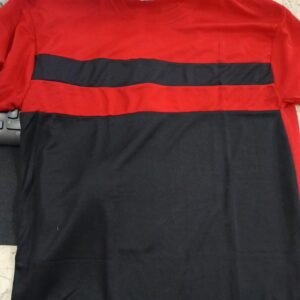 Red And Black Round Neck Color Blocked T Shirt Size Xl