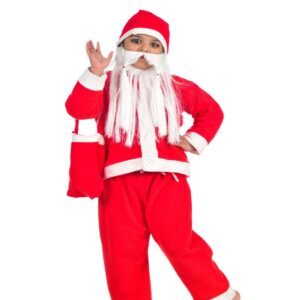 Costume Santa Claus With Premium Beard Complete Set Christmas Kids Size 3