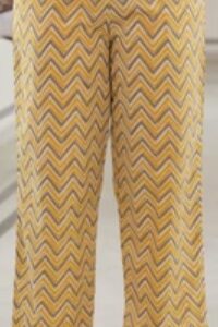 Aramya Soft Cotton Chevron Yellow Straight Trousers Size L