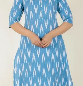 Aramya Women Printed Pure Cotton A Line Kurta Blue Size Xl
