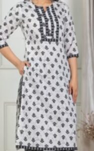 Aramya Soft Cotton Ikat Straight White Kurta Size Xl