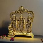 Aakrati Brass Ram Darbar Statue Lord Ram Sita Laxman Ji Hanuman Temple Decor