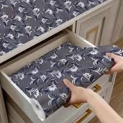 Grey Color Floral Printed Pvc Anti Slip Shelf Mat 5.7Mtr