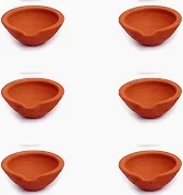 Brown Color Clay Diya Set Of 6