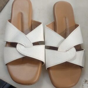 Women Slip On Sandals With Pu Upper Colour Brown White Size 41
