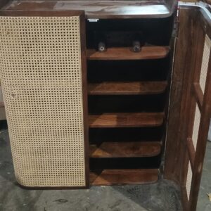 Solid Wooden Cane Shoe Rack Storage 2 Door Shelf Storage Entryway 5 Selfie