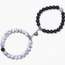 Couple Bracelets Black White Pair