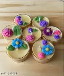 Multi Flower Aroma Candle Stunning Acacia Wood Bowl Soy Wax Double Wick Pack Of 7