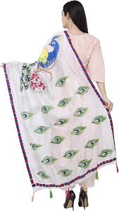 Womens Silk Peacock Design Dupatta