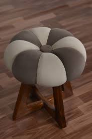 Jaipuria Emporium Emperor Grey Suede Ottoman With Polished Stand