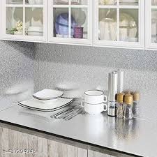 Silver Contact Paper Peel And Stick Wallpaper For Kitchen 12X80 Cm