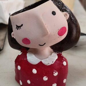 Floweraura Artificial Snake Plant With Decorative Pretty Red Girl Resin Vase Pot For Indoor Home 4 Inch