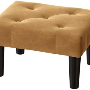 Foot Stool. Small Ottoman Foot Rest. Velvet Soft Footrest Ottoman With Wood Legs