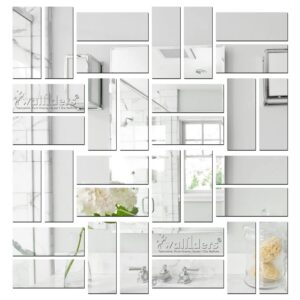 Square Silver. Acrylic Mirror Selfadhesive Stickers For Wall