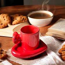 Red Scarlet Hug Mug With Saucer