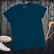 Peacock Blue Plain Cotton T Shirt Size M For Mens