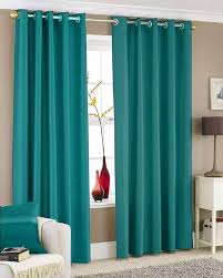 Teal Colour Plain Door Curtains 7 Feet Pack Of 2