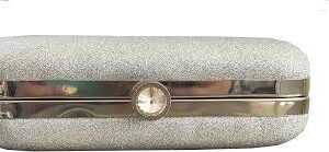 Fabric Plus Steel Ladies Silver Clutch