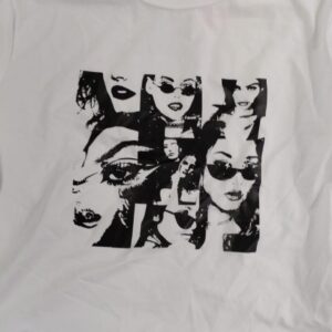 Women Top Color White Printed Size M