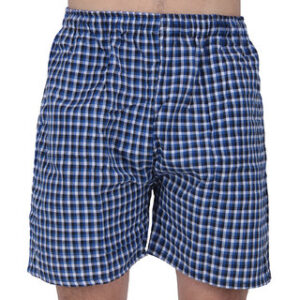 Mens Cotton Checked Shorts Blue Size Xl