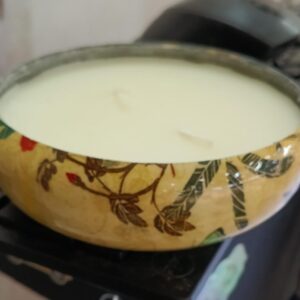 Scented Printed Metal Urli 5 Inch Mogra Fragrance Bowl With Wax Candle