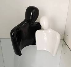 Hugging Couple Sculpture. Ceramic Couple Figurines And Statues.love Pack Of 2 Black And White