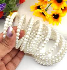 White Pearl Adjustable Bangles For Women