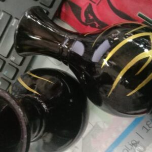 Black Plastic Printed Narrow Neck Plant Vase 2Pcs