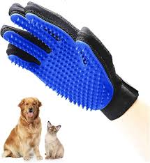 Blue And Black Dog Massage Gloves